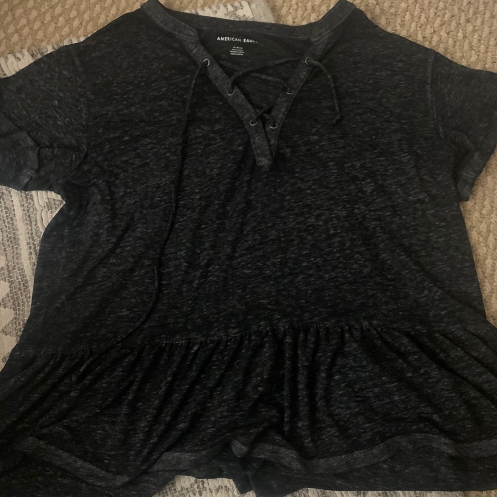 American Eagle black ruffled top